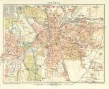 Leipzig historischer Stadtplan Karte Lithographie ca. 1896