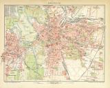 Leipzig historischer Stadtplan Karte Lithographie ca. 1898