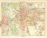 Leipzig historischer Stadtplan Karte Lithographie ca. 1900