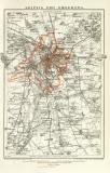 Leipzig und Umgebung historischer Stadtplan Karte Lithographie ca. 1897