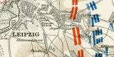 Die Völkerschlacht von Leipzig historische Militärkarte Lithographie ca. 1892