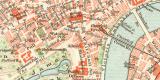 London City und Westend historischer Stadtplan Karte Lithographie ca. 1892
