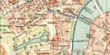 London City und Westend historischer Stadtplan Karte Lithographie ca. 1897