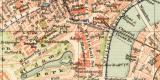 London City und Westend historischer Stadtplan Karte Lithographie ca. 1900