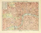 London City Westend Stadtplan Lithographie 1900 Original...