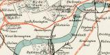 Londoner Untergrundbahnen und übriges Bahnnetz historische Landkarte Lithographie ca. 1892