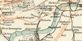 Londoner Untergrundbahnen und übriges Bahnnetz historische Landkarte Lithographie ca. 1897
