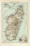 Madagaskar historische Landkarte Lithographie ca. 1897
