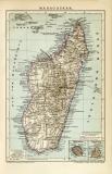Madagaskar historische Landkarte Lithographie ca. 1900