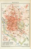 Madrid historischer Stadtplan Karte Lithographie ca. 1892