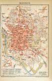 Madrid historischer Stadtplan Karte Lithographie ca. 1896 Dez.