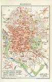 Madrid Stadtplan Lithographie 1897 Original der Zeit