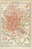 Madrid historischer Stadtplan Karte Lithographie ca. 1898