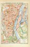 Magdeburg Altstadt und Werder historischer Stadtplan Karte Lithographie ca. 1900