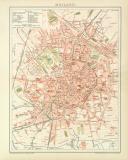 Mailand Stadtplan Lithographie 1892 Original der Zeit