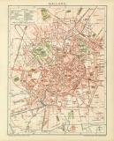 Mailand Stadtplan Lithographie 1900 Original der Zeit