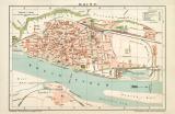 Mainz historischer Stadtplan Karte Lithographie ca. 1892