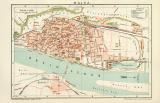 Mainz historischer Stadtplan Karte Lithographie ca. 1896