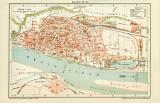 Mainz historischer Stadtplan Karte Lithographie ca. 1899