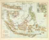 Malaiischer Archipel historische Landkarte Lithographie ca. 1892