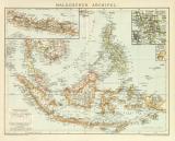 Malaiischer Archipel historische Landkarte Lithographie ca. 1897