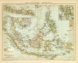 Malaiischer Archipel historische Landkarte Lithographie ca. 1899