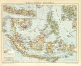 Malaiischer Archipel historische Landkarte Lithographie ca. 1900
