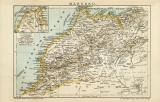 Marokko historische Landkarte Lithographie ca. 1900