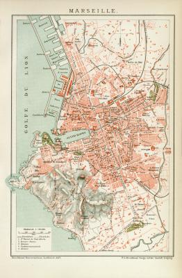 Marseille Lithographie 1892 Original der Zeit