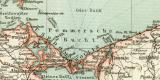 Mecklenburg & Pommern Karte Lithographie 1892 Original der Zeit