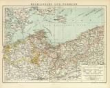 Mecklenburg und Pommern historische Landkarte Lithographie ca. 1896
