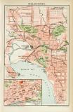 Melbourne historischer Stadtplan Karte Lithographie ca. 1892
