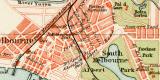 Melbourne historischer Stadtplan Karte Lithographie ca. 1896