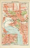 Melbourne Stadtplan Lithographie 1896 Original der Zeit