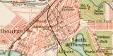 Melbourne historischer Stadtplan Karte Lithographie ca. 1898