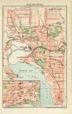 Melbourne historischer Stadtplan Karte Lithographie ca. 1900