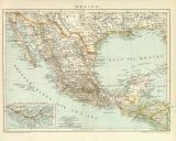 Mexiko Karte Lithographie 1896 Original der Zeit