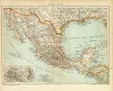 Mexiko Karte Lithographie 1897 Original der Zeit