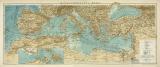Mittelländisches Meer historische Landkarte Lithographie ca. 1892