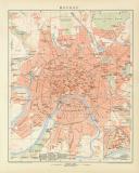 Moskau historischer Stadtplan Karte Lithographie ca. 1892