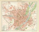 München Stadtplan Lithographie 1892 Original der Zeit