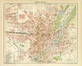 München Stadtplan Lithographie 1896 Original der Zeit
