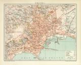 Neapel historischer Stadtplan Karte Lithographie ca. 1892