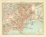 Neapel historischer Stadtplan Karte Lithographie ca. 1899
