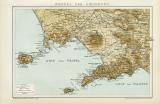 Neapel & Umgebung Stadtplan Lithographie 1892...