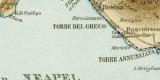 Neapel und Umgebung historischer Stadtplan Karte Lithographie ca. 1892