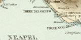 Neapel & Umgebung Stadtplan Lithographie 1896...