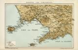 Neapel & Umgebung Stadtplan Lithographie 1898...