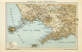 Neapel & Umgebung Stadtplan Lithographie 1900...