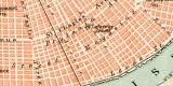 Neuorleans und Mississippidelta historischer Stadtplan Karte Lithographie ca. 1892